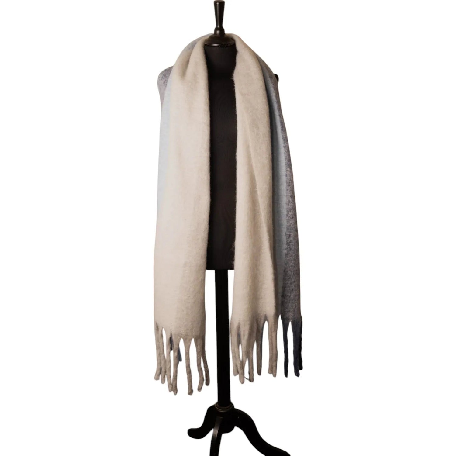 Jess & LouJess & Lou Striped Chunky Winter Scarf Grey & BlueAccessories - Blue Water Clothing