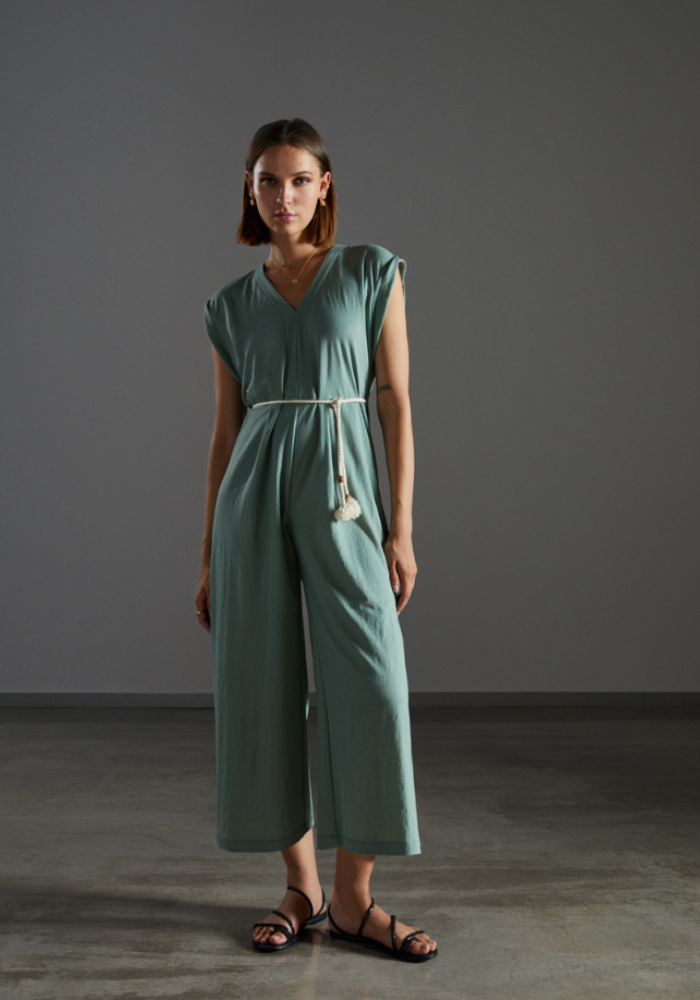 Andam Wide Leg Jumpsuit Green