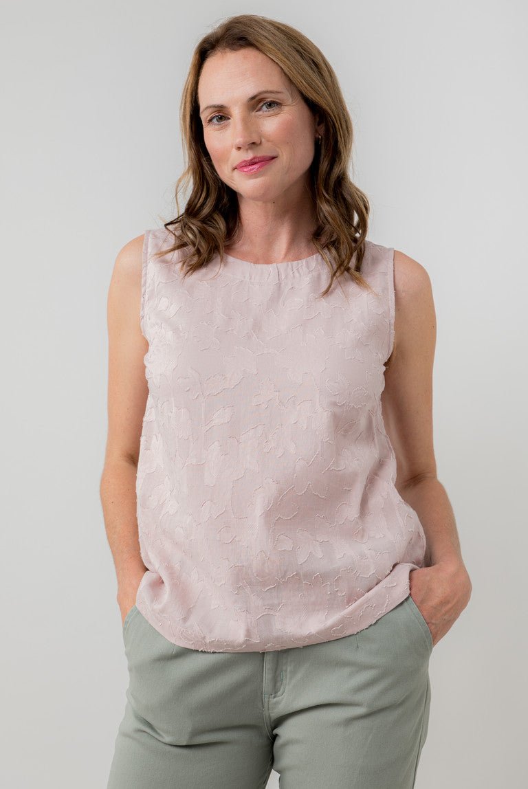 Lily & Me Cora Cotton Jaquard Shell Vest - Blue Water Clothing