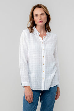 Lily & MeLily & Me Savannah Textured Seersucker ShirtClothingWhite - Blue Water Clothing