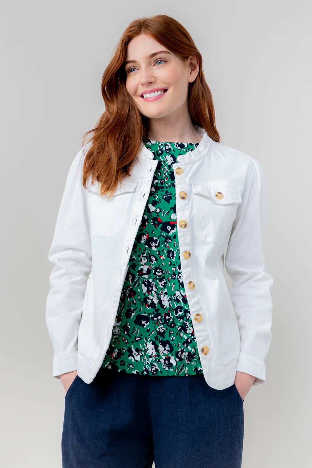 Lily & MeLily & Me Seren Jacket TwillClothingWhite - Blue Water Clothing