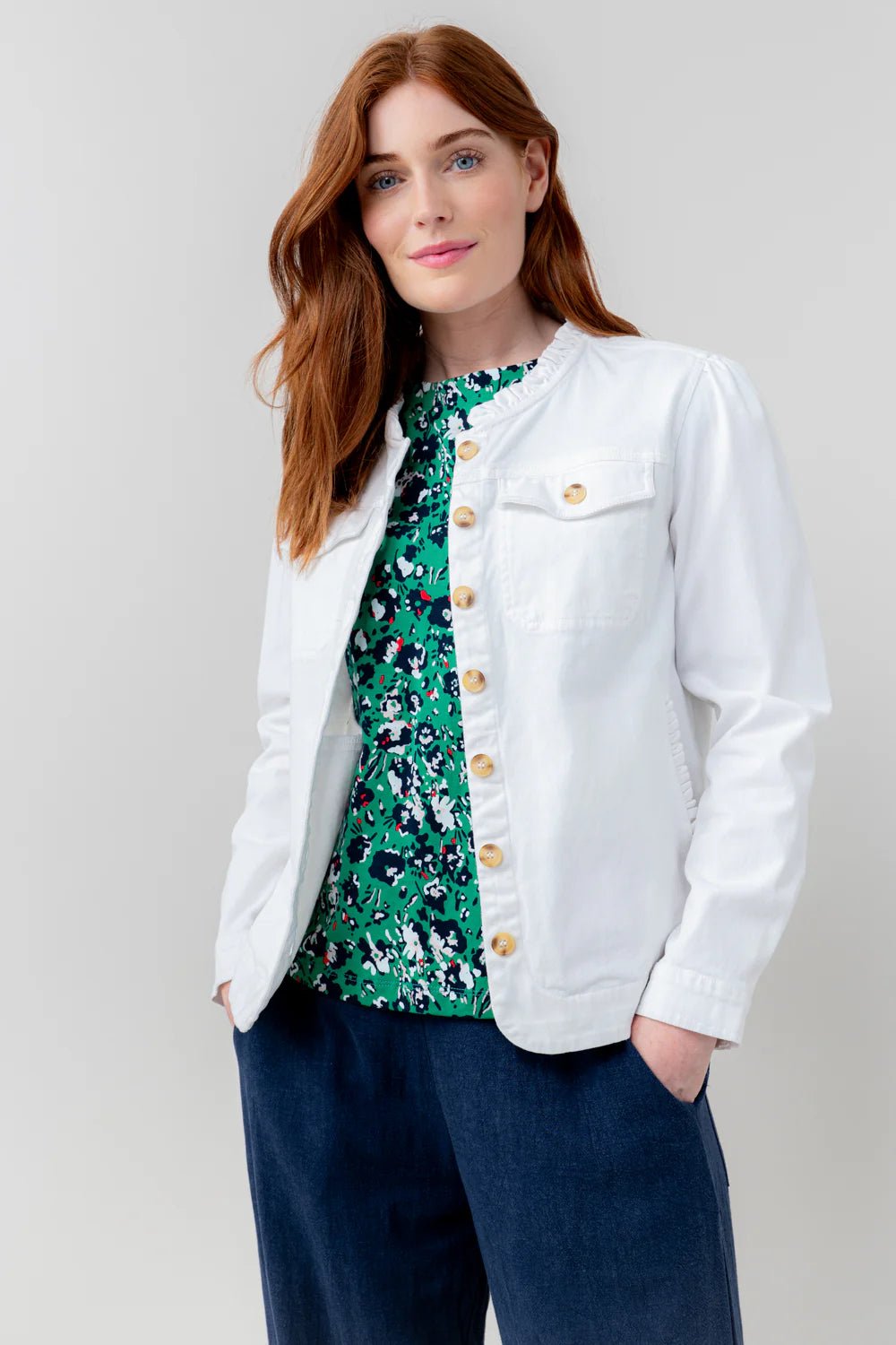 Lily & MeLily & Me Seren Jacket TwillClothingWhite - Blue Water Clothing