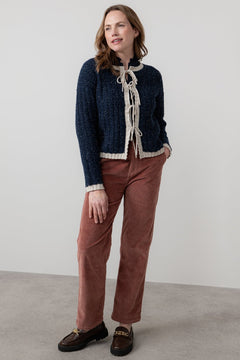 Lily & MeLily And Me Adelia Cardi Fleck KnitTopsEcru Navy - Blue Water Clothing