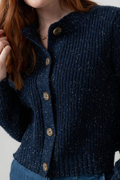 Lily & MeLily And Me June Rib Cardigan Fleck Knit NavyTopsNavy - Blue Water Clothing
