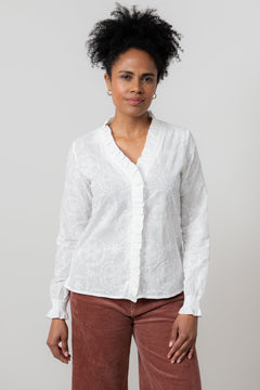 Lily & MeLily And Me Kit Ruffle Blouse Embroidered WhiteTopsWhite - Blue Water Clothing