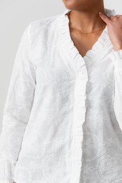 Lily & MeLily And Me Kit Ruffle Blouse Embroidered WhiteTopsWhite - Blue Water Clothing