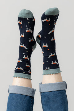 Lily & MeLily And Me Laughing Llama SockAccessoriesNavy - Blue Water Clothing