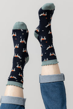 Lily & MeLily And Me Laughing Llama SockAccessoriesNavy - Blue Water Clothing