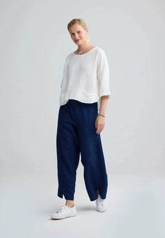 LuukaaLuukaa Azalea Woven TrousersBottomsNavy - Blue Water Clothing