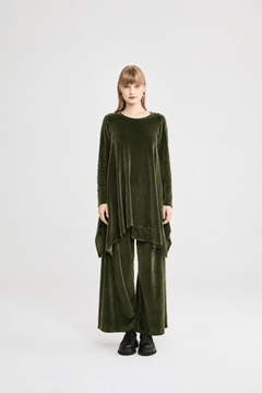 Luukaa Clara Knitted Velvet BlouseKhaki - Blue Water Clothing