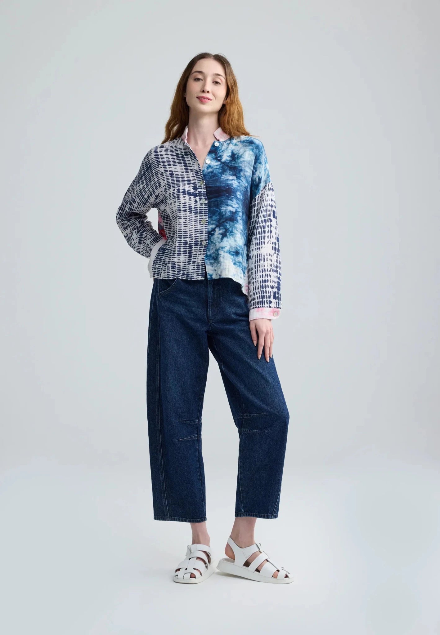 LuukaaLuukaa Dahlia Woven ShirtTopsSakura Print - Blue Water Clothing