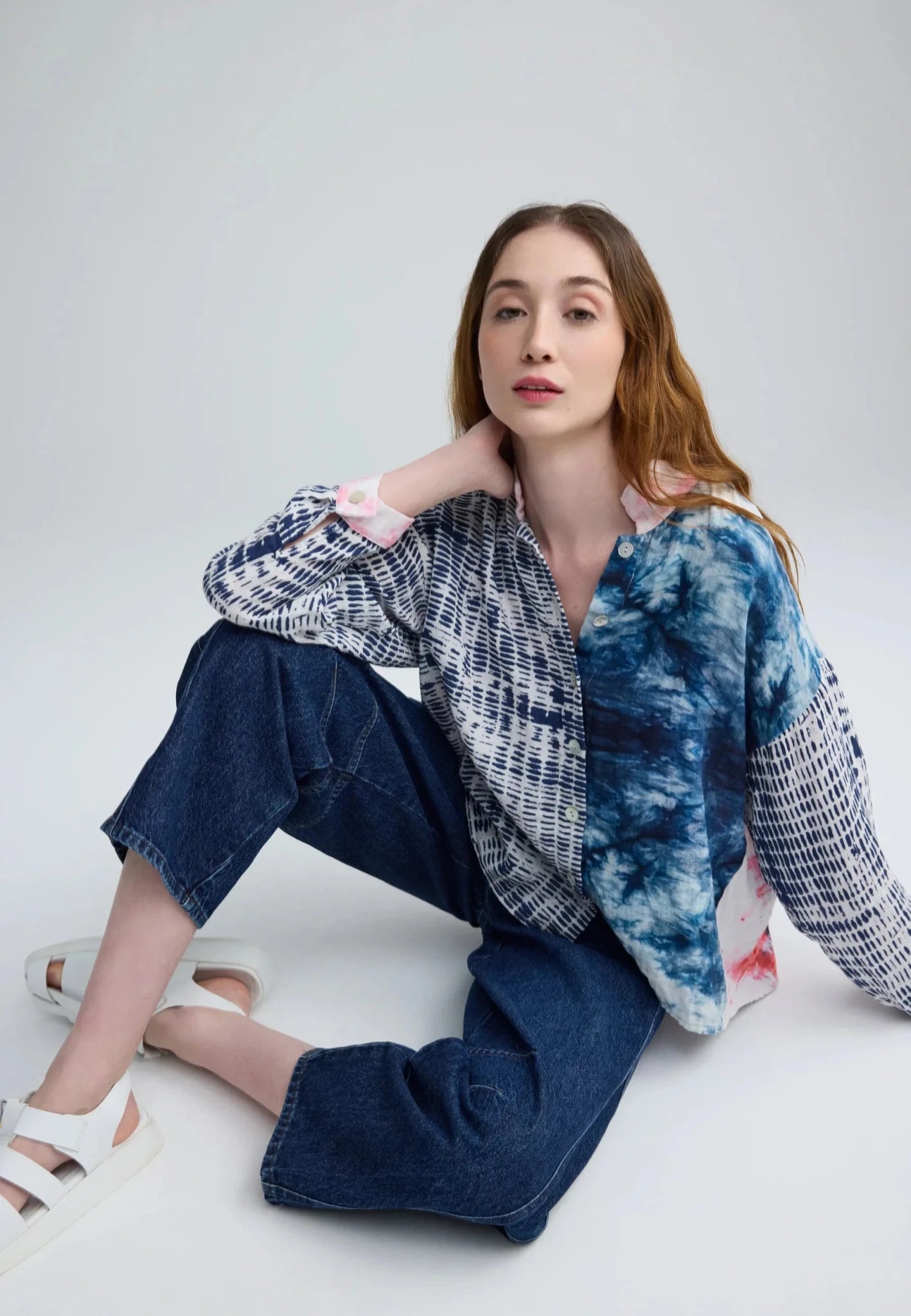 LuukaaLuukaa Dahlia Woven ShirtTopsSakura Print - Blue Water Clothing