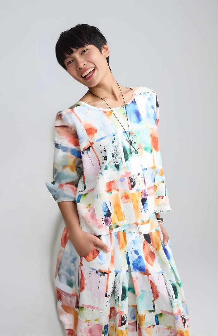 LuukaaLuukaa Elowen Woven BlouseTopsMulticoloured/Multihued - Blue Water Clothing