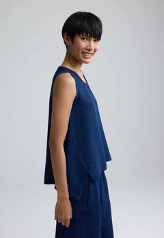 LuukaaLuukaa Floria Woven Tank TopTopsNavy - Blue Water Clothing