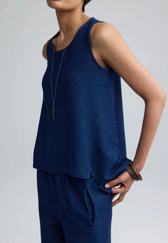 LuukaaLuukaa Floria Woven Tank TopTopsNavy - Blue Water Clothing