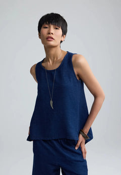 LuukaaLuukaa Floria Woven Tank TopTopsNavy - Blue Water Clothing