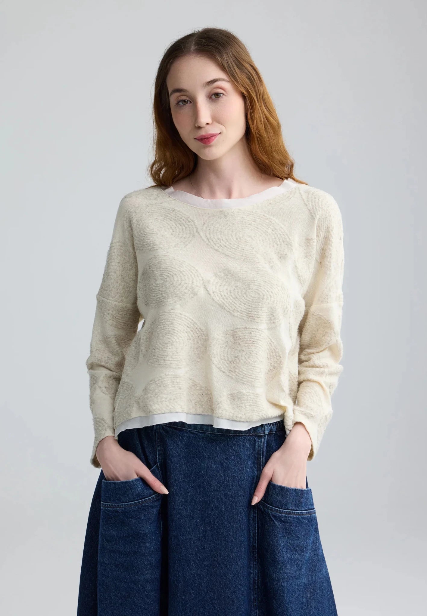 LuukaaLuukaa Riley Knitted blouseTopsNature - Blue Water Clothing