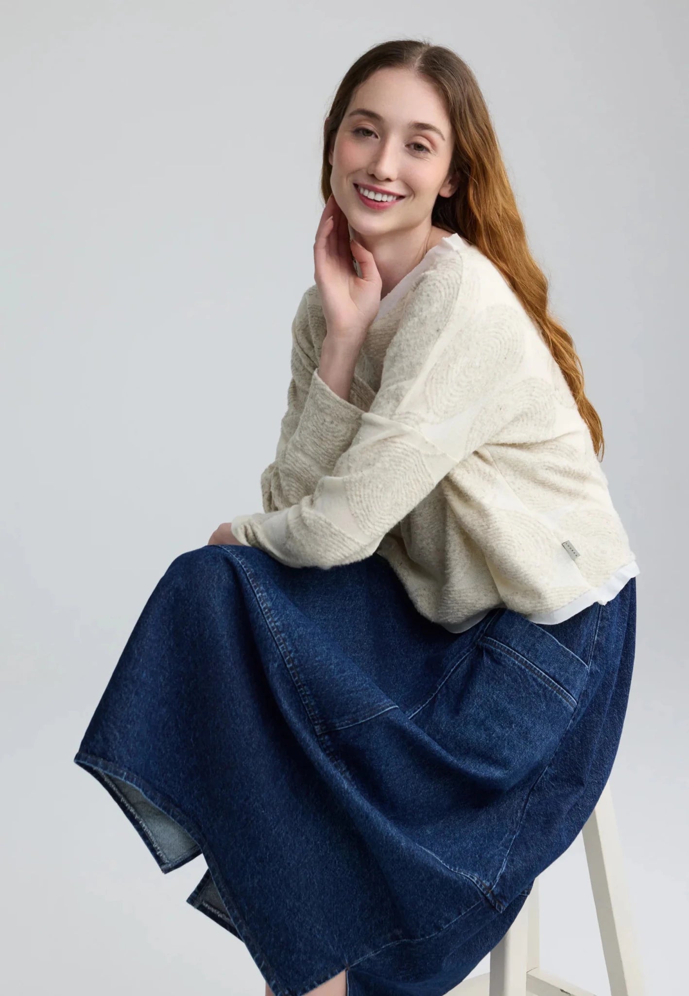 LuukaaLuukaa Riley Knitted blouseTopsNature - Blue Water Clothing