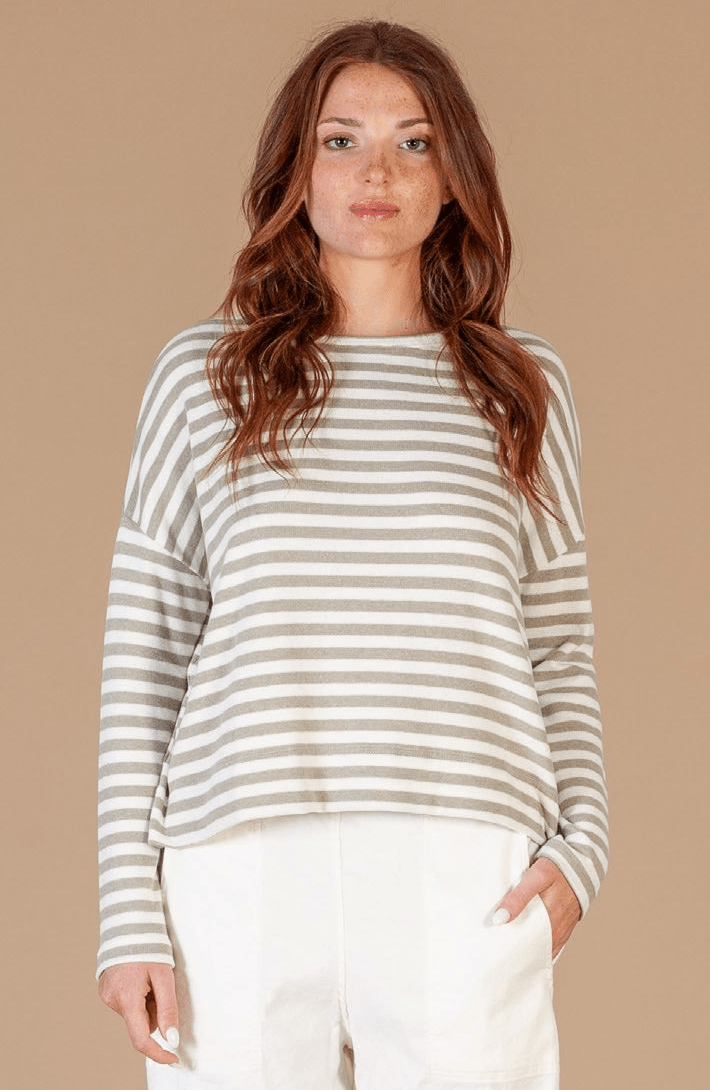 Mama bMama b Alison JumperTopsLichene Stripe 18038 - Blue Water Clothing