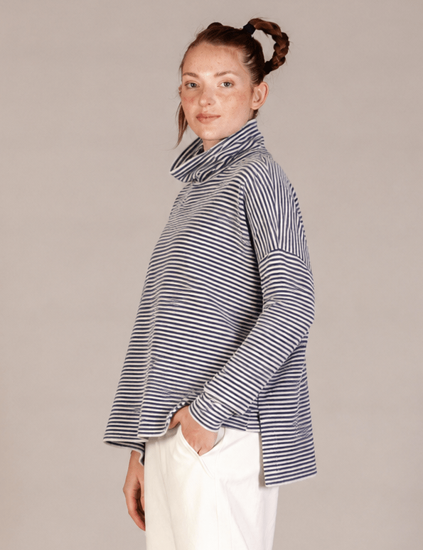 Mama bMama b Dina Riga Jumper Thin StripeSweaterAlpaca 17235 - Blue Water Clothing