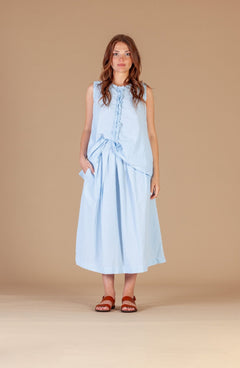 Mama bMama b Ora C Frayed Edge Tank TopTopsCeleste Check - Blue Water Clothing