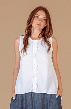 Mama bMama b Ora C Frayed Edge Tank TopTopsBianco - Blue Water Clothing