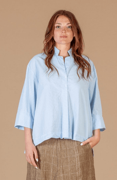 Mama bMama b Ottobre C Scrunch ShirtTopsCeleste Check - Blue Water Clothing