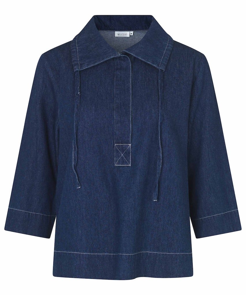 Masai Bonolo Dark Denim Blouse - Blue Water Clothing