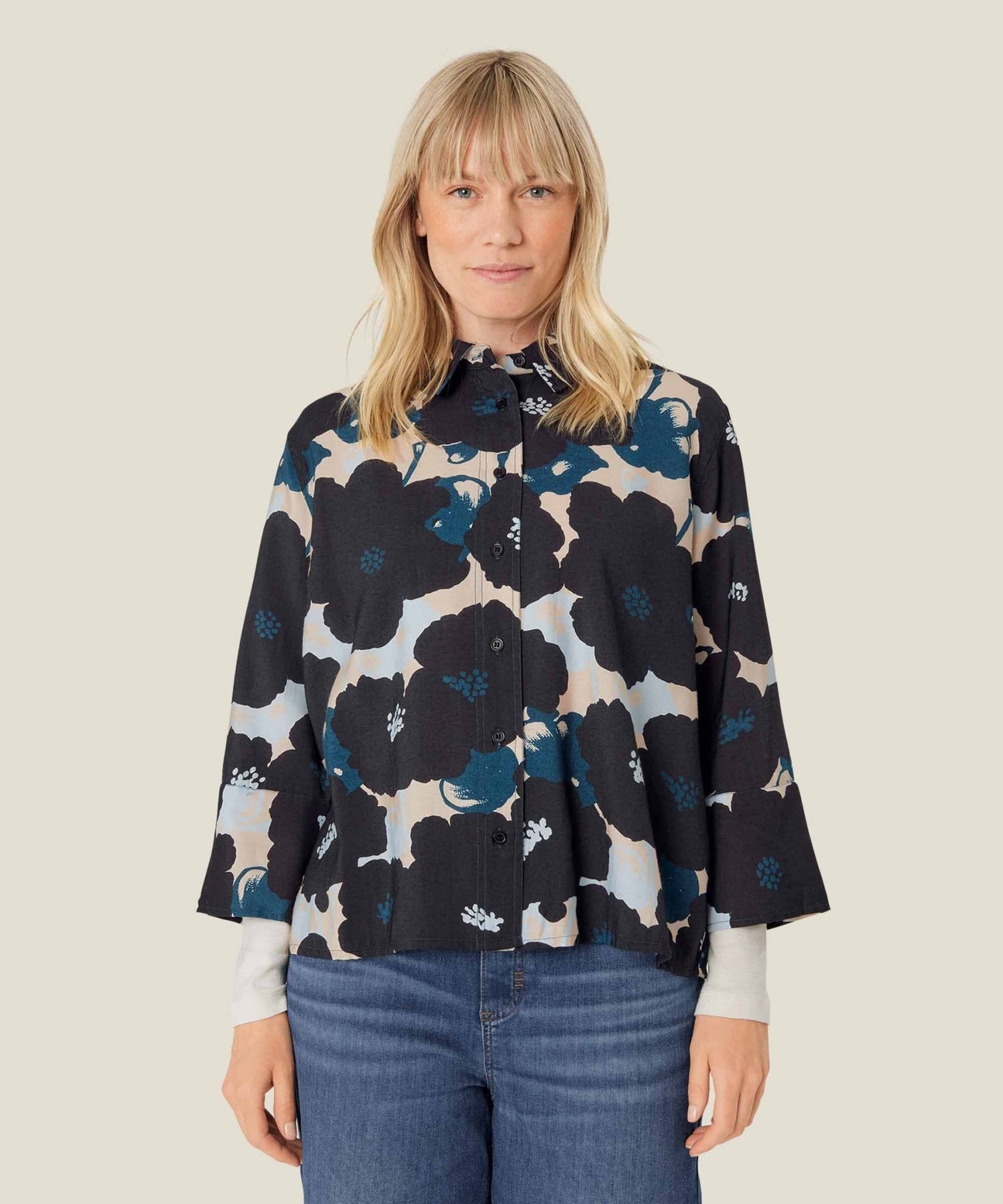 Masai Ilonka Flower Print Shirt - Blue Water Clothing