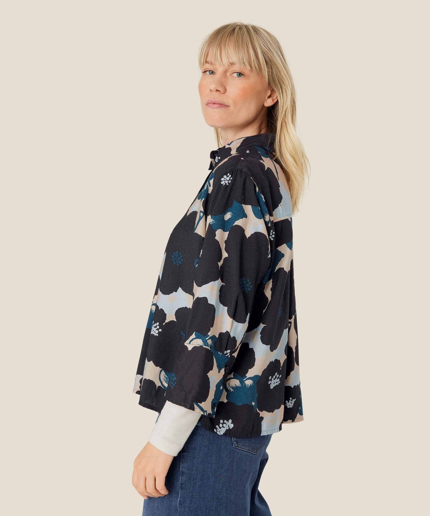 Masai Ilonka Flower Print Shirt - Blue Water Clothing
