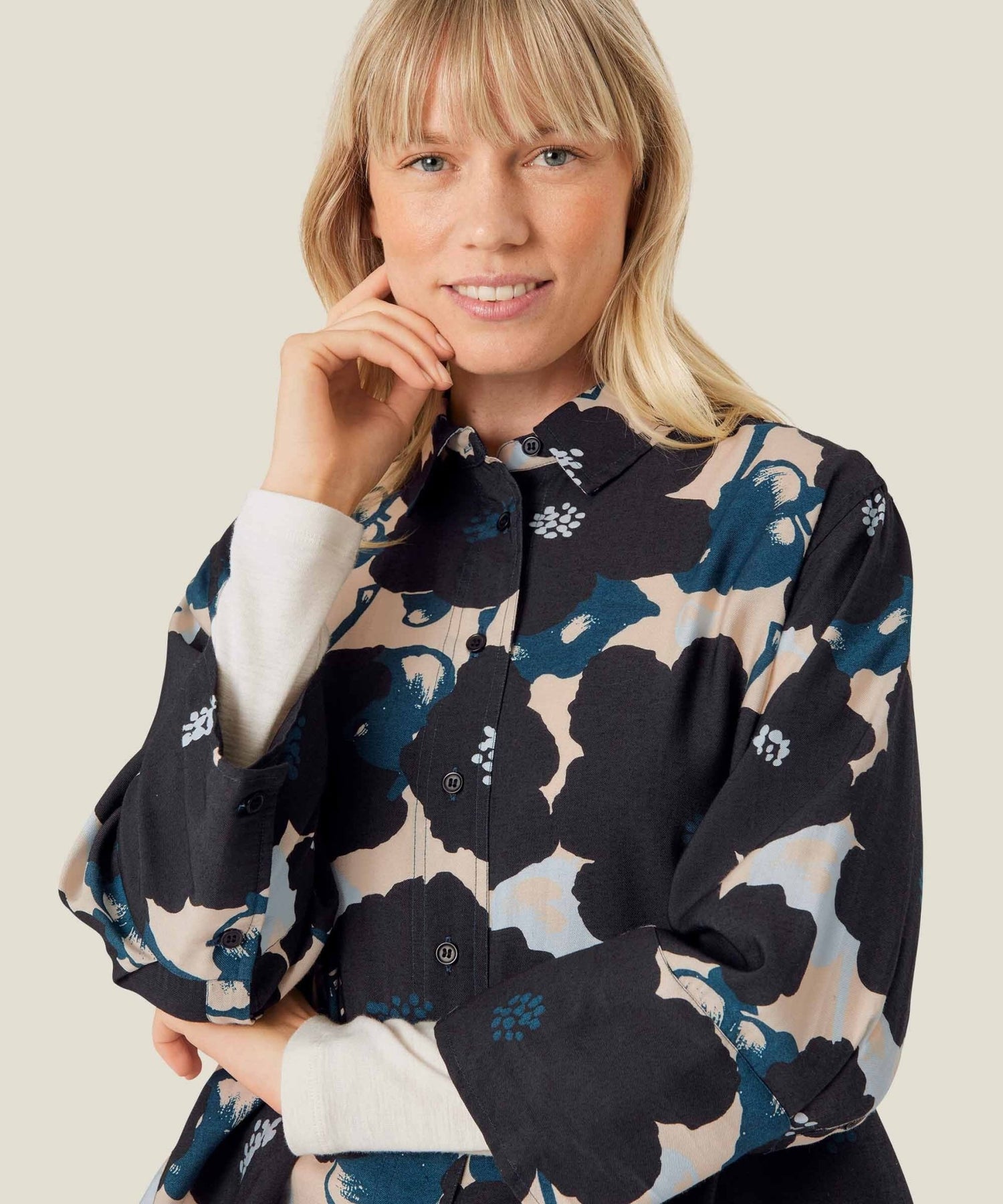 Masai Ilonka Flower Print Shirt - Blue Water Clothing