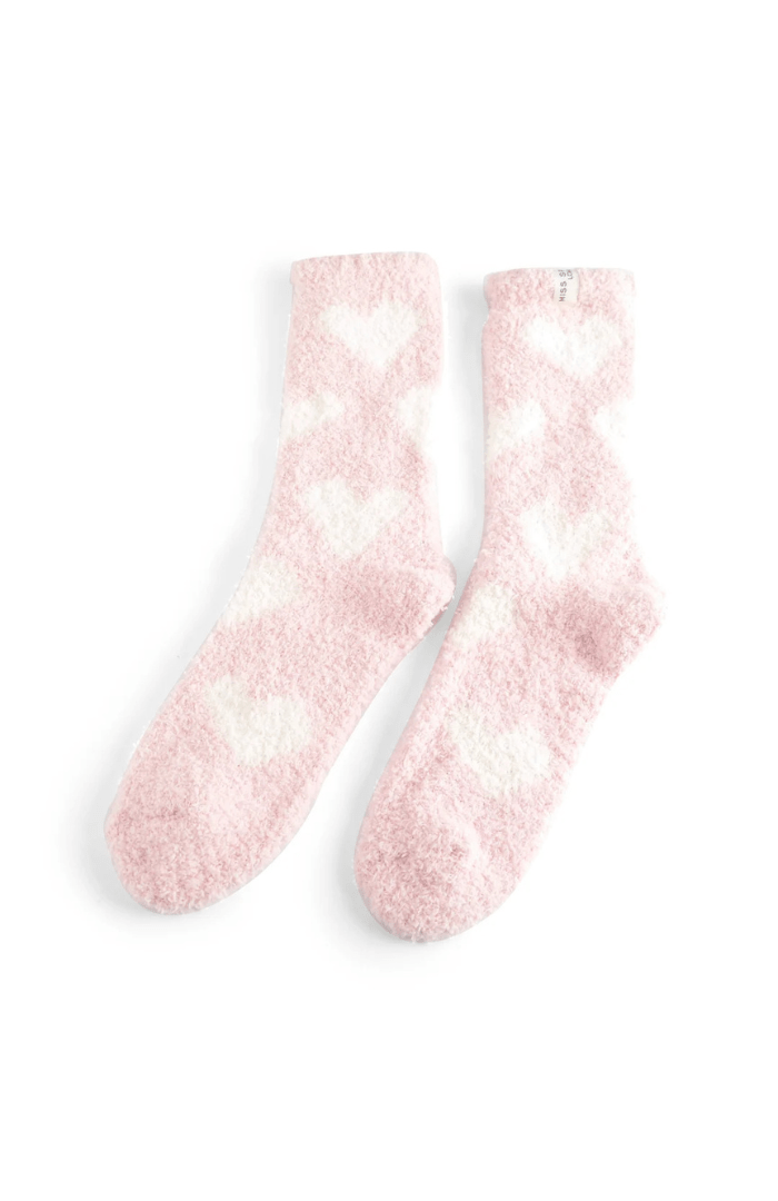 Miss Sparrow Fluffy Hearts Socks New - Blue Water Clothing