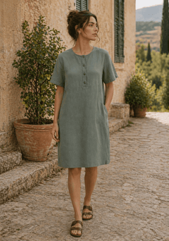 ModulaModula Long Wide Dress Alloro BlueClothingAlloro - Blue Water Clothing