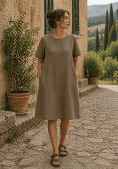 ModulaModula Long Wide Dress TortoraClothingTortora - Blue Water Clothing