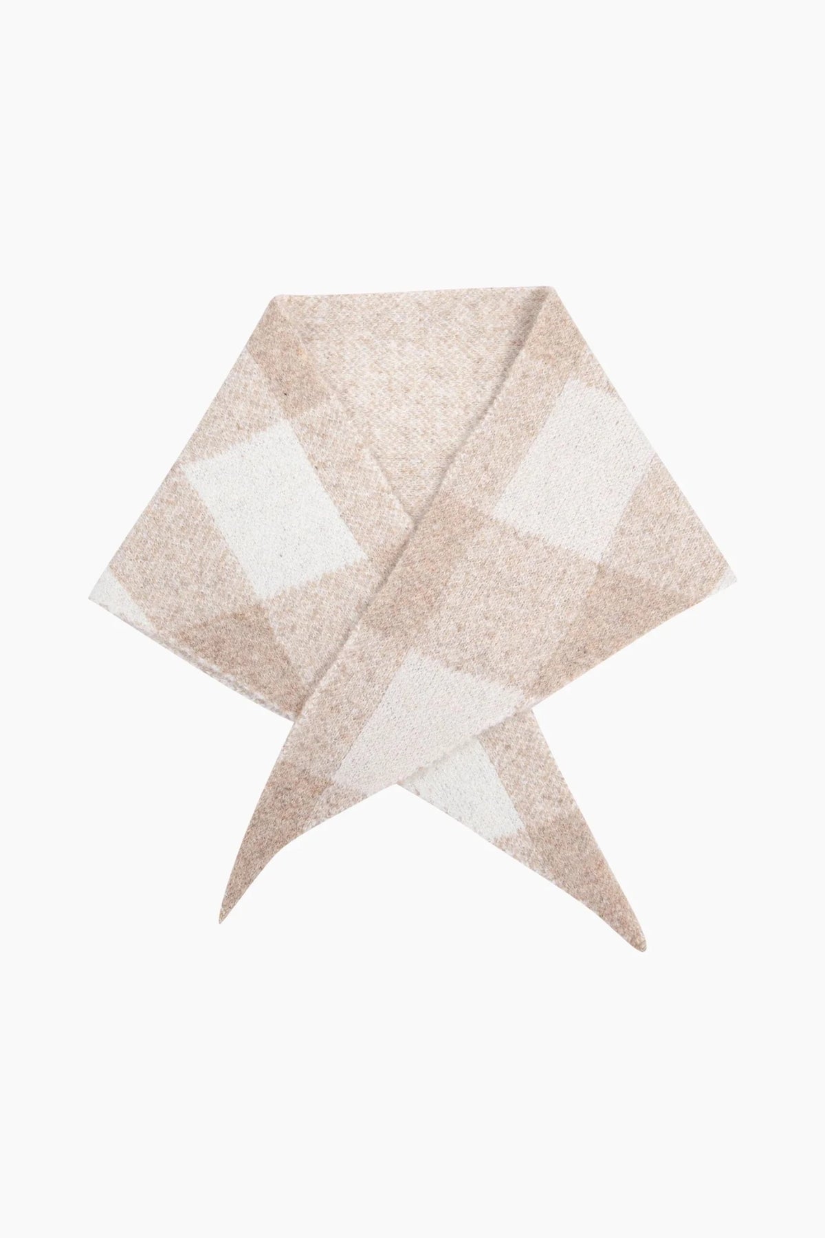 MSH Check Triangle Heavyweight Scarf in Cream - Blue Water Clothing