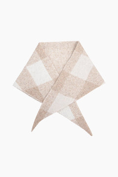 MSH Check Triangle Heavyweight Scarf in Cream - Blue Water Clothing