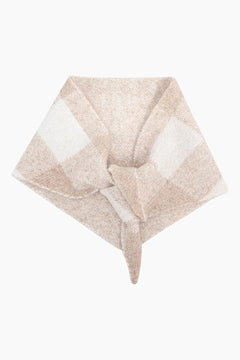 MSH Check Triangle Heavyweight Scarf in Cream - Blue Water Clothing