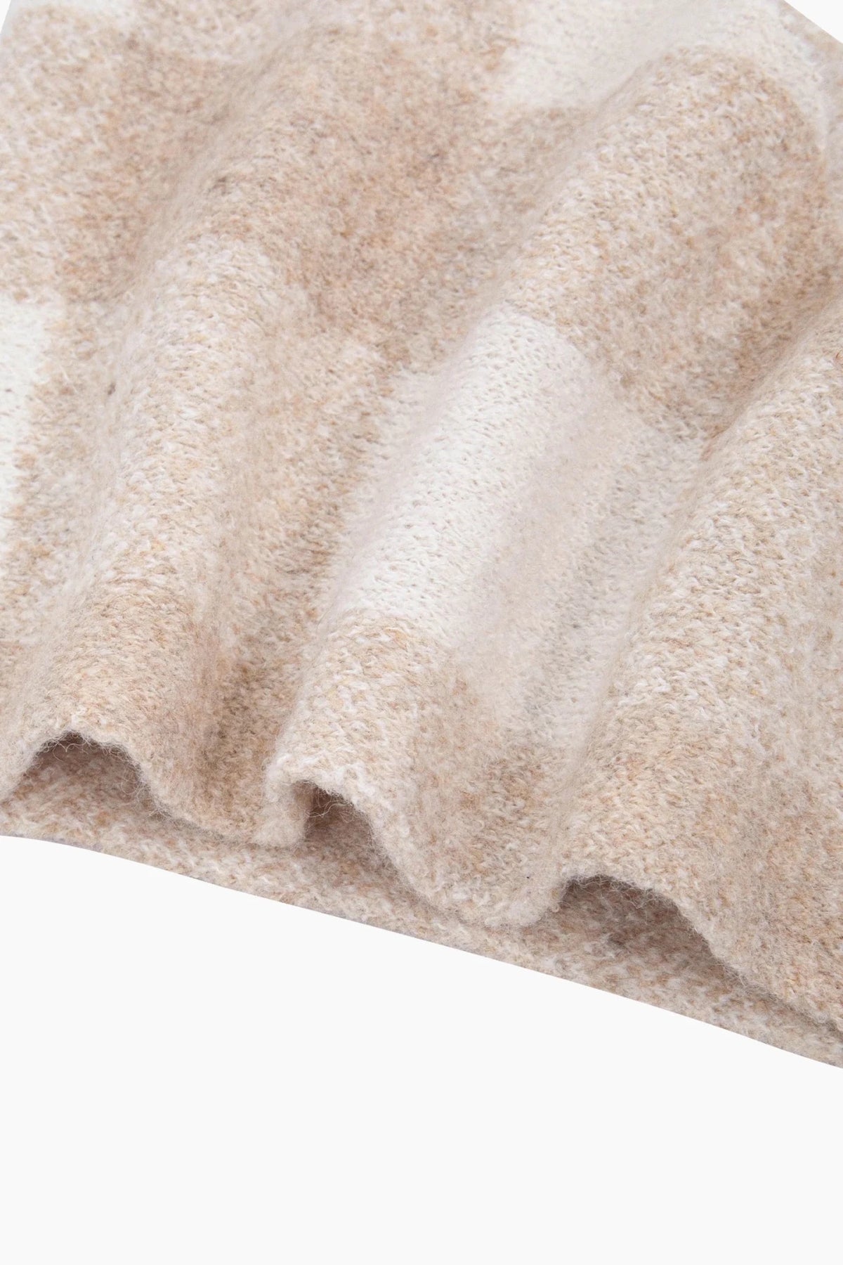 MSH Check Triangle Heavyweight Scarf in Cream - Blue Water Clothing