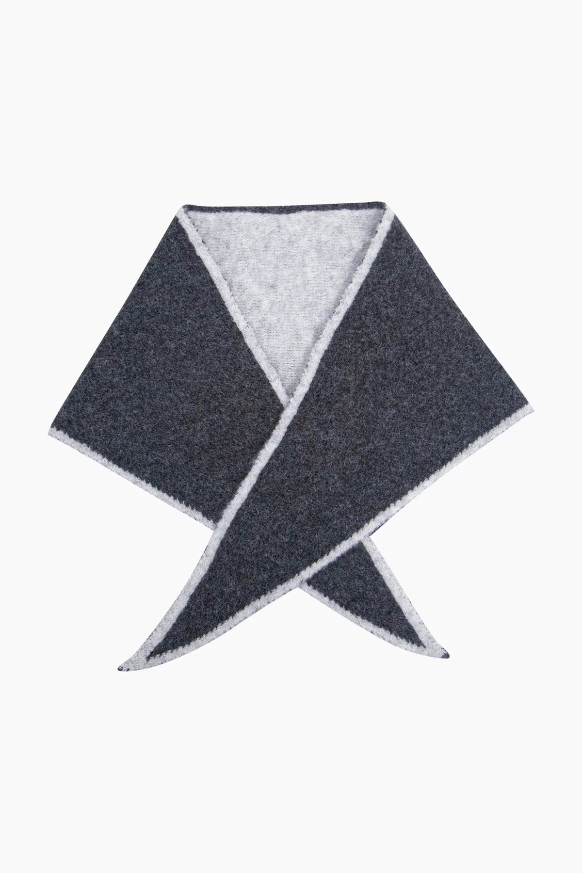 MSH Contrast Trim Triangle Heavyweight Scarf in Dark Grey/Light Grey - Blue Water Clothing