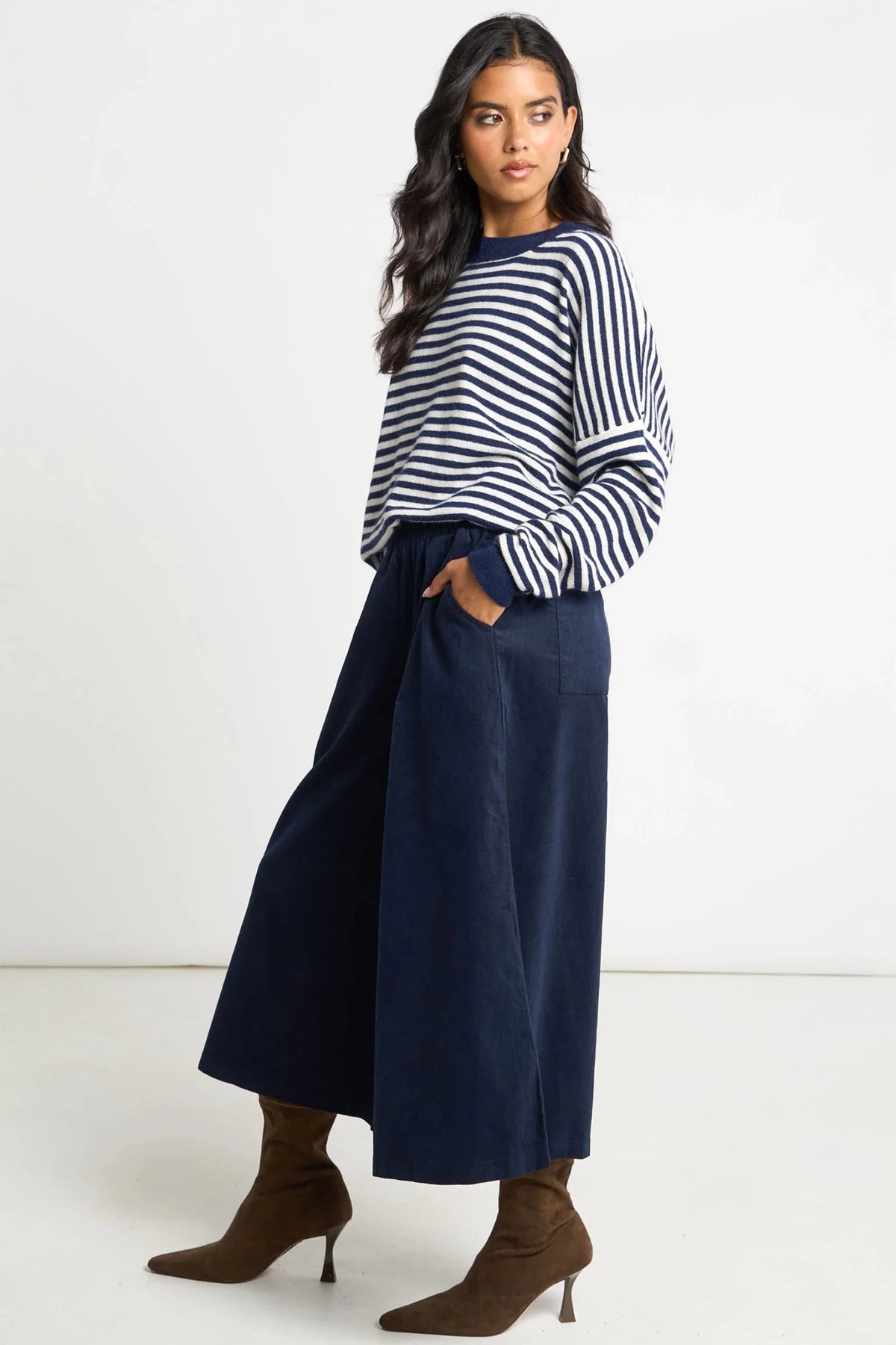 MSH Cord Wide Leg CulottesNavy - Blue Water Clothing