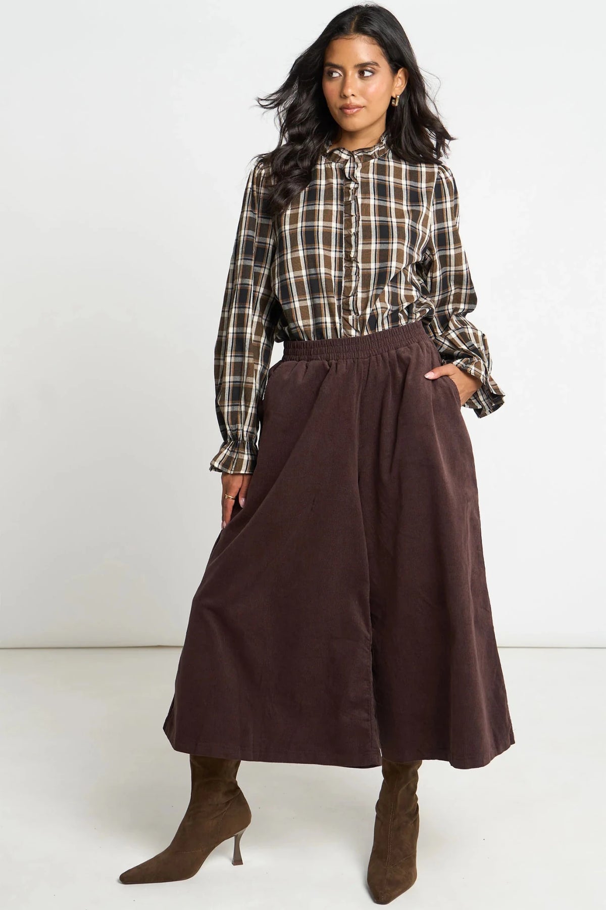 MSH Cord Wide Leg CulottesBrown - Blue Water Clothing