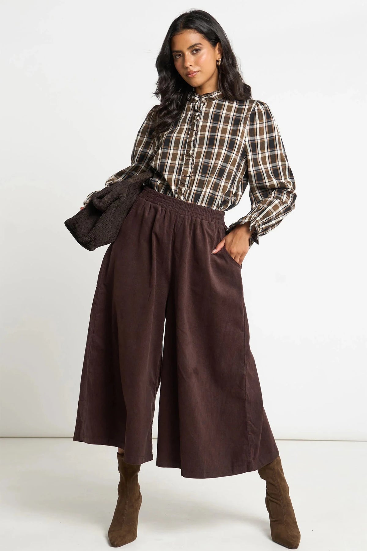 MSH Cord Wide Leg CulottesBrown - Blue Water Clothing