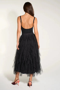 MSH Leopard Print Layered Tulle Maxi SkirtBlack - Blue Water Clothing
