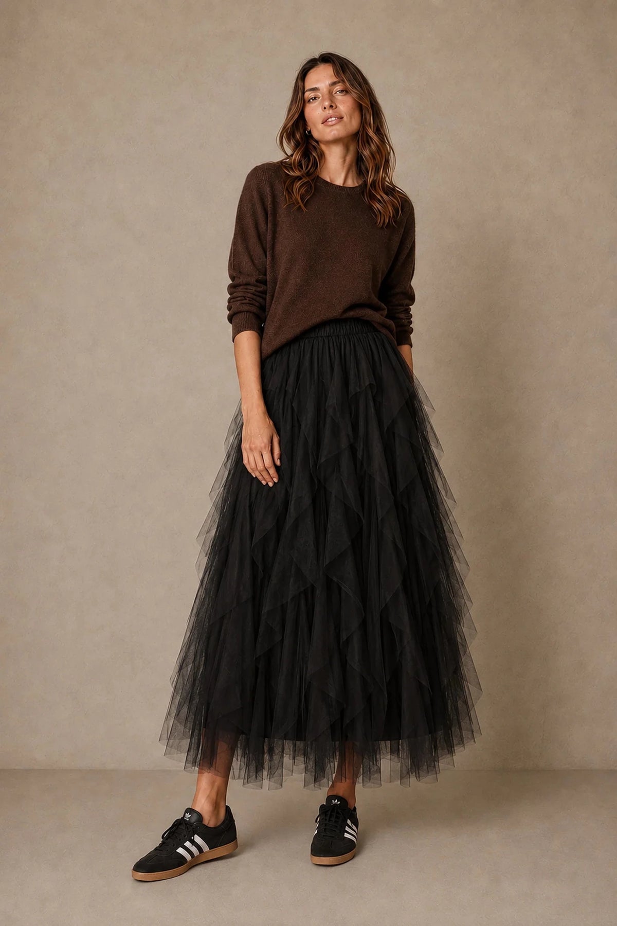MSH Leopard Print Layered Tulle Maxi SkirtBlack - Blue Water Clothing