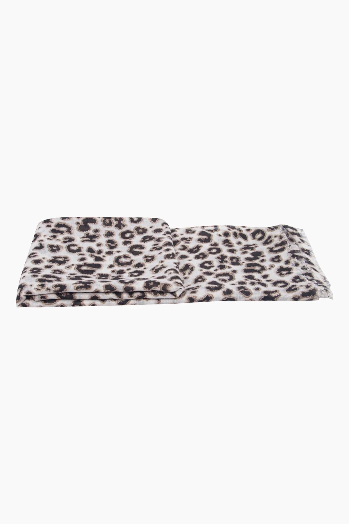 MSH Leopard Print Lightweight Scarf in Cream - Blue Water Clothing