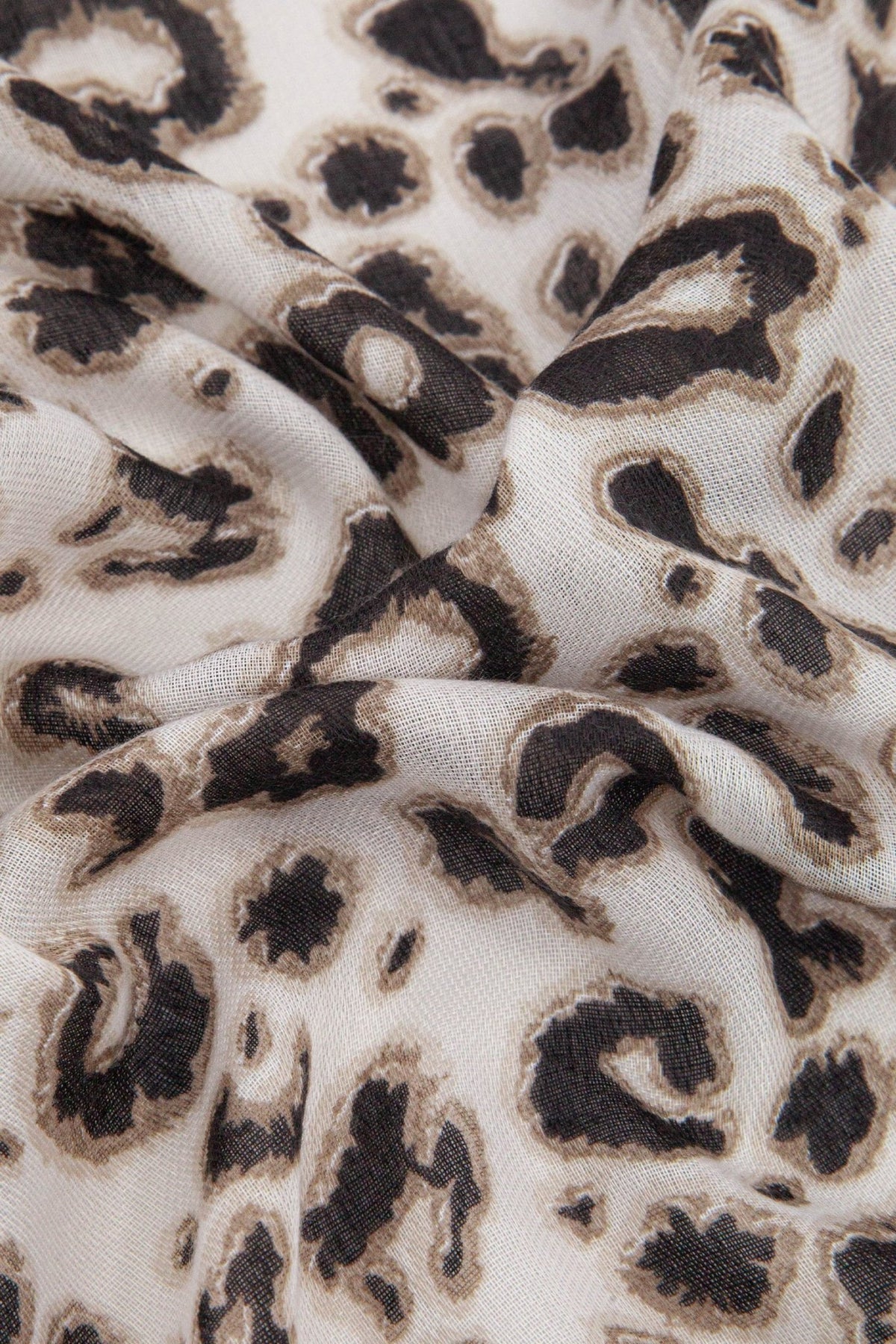 MSH Leopard Print Lightweight Scarf in Cream - Blue Water Clothing