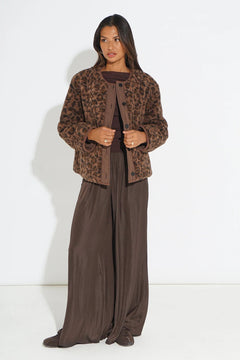 MSH Leopard Print Reversible Jacket in Brown - Blue Water Clothing
