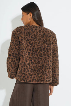 MSH Leopard Print Reversible Jacket in Brown - Blue Water Clothing