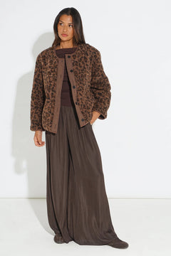 MSH Leopard Print Reversible Jacket in Brown - Blue Water Clothing