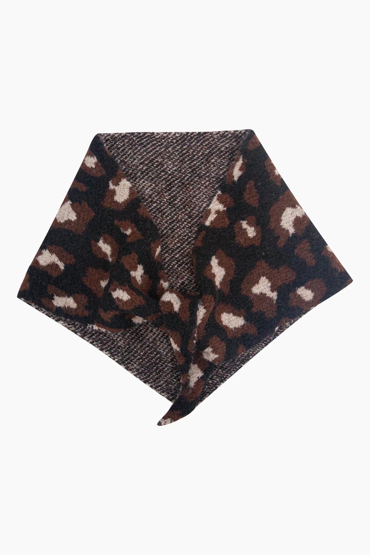 MSH Leopard Print Triangle Scarf in Black - Blue Water Clothing